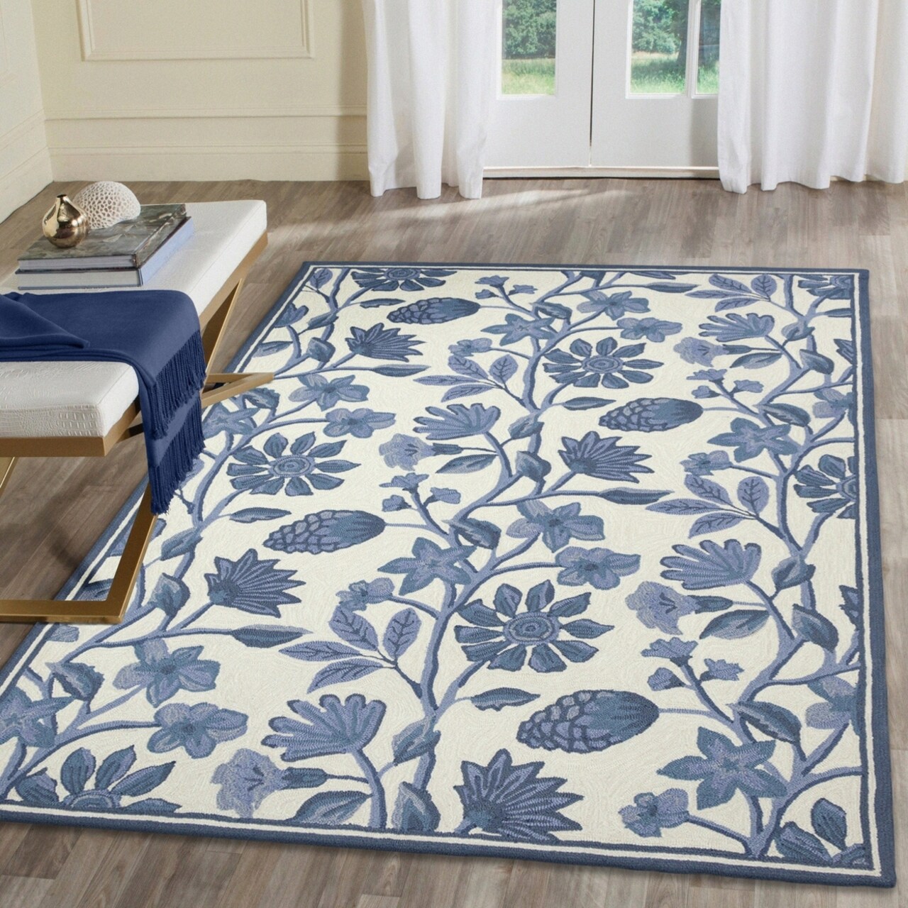 The Rug Department Liora Manne Capri Floral Vine Indoor Outdoor Area Rug Blue